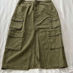 NWT Pretty Garbage Army Green Denim Cargo Skirt
